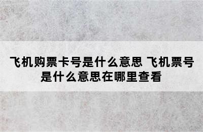 飞机购票卡号是什么意思 飞机票号是什么意思在哪里查看